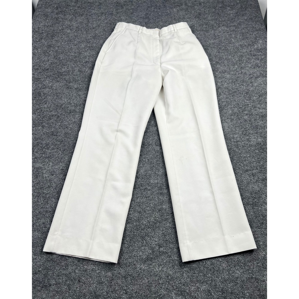 Vintage US Navy White Dress Trousers High Waisted Straight Leg Pants 14WT 31x31